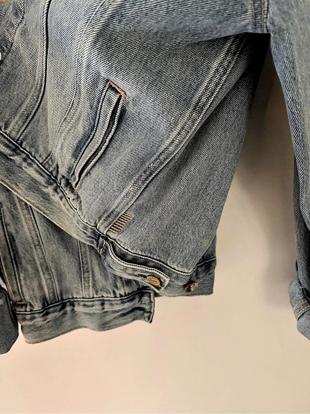 PAIGE Rowan Jacket Razz Distressed Denim Jacket - Picture 5 of 5